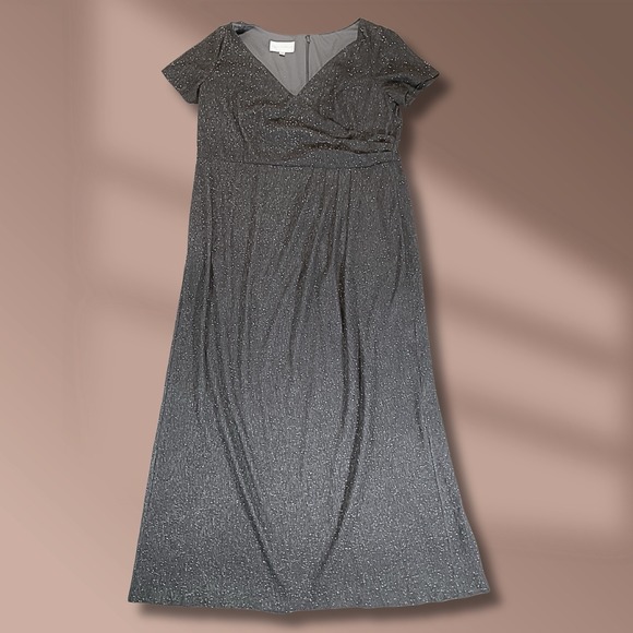 OLEG CASSINI Women's 22W Gray Sparkle Formal Dress Short Sleeve Elegant  Evening - www.tita.cl